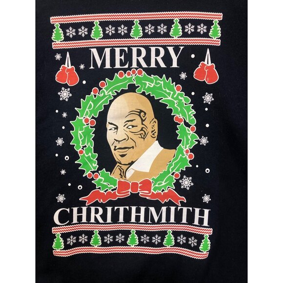 Ugly Christmas Sweater XL Mike Tyson Joke Merry Chrithmith Navy Party Novelty - Picture 1 of 6